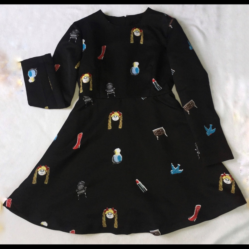 Black Abstract Fit and Flare dress